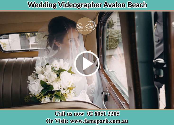 Bride inside the bridal car Avalon Beach NSW 2107