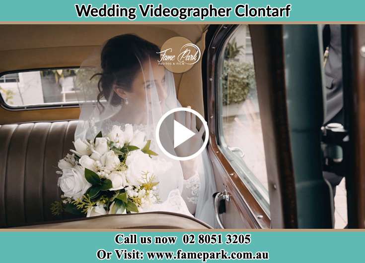 Bride inside the bridal car Clontarf NSW 2093