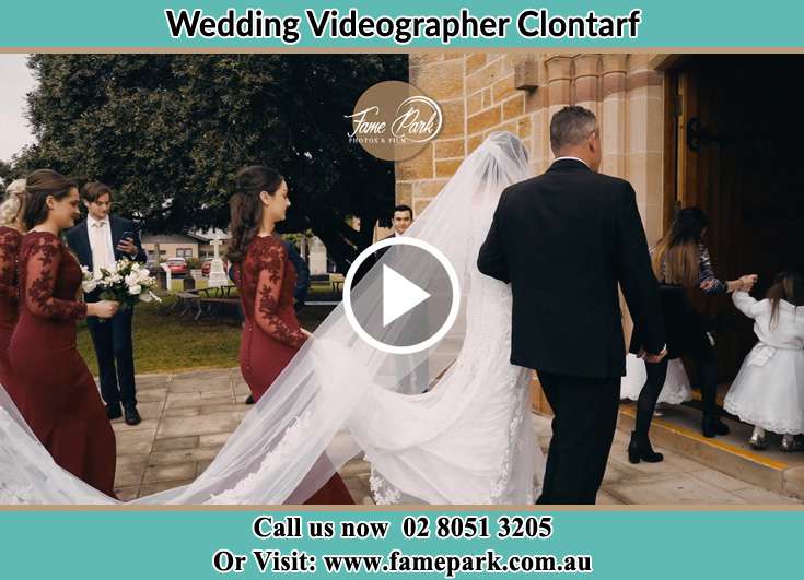 Bride and her father at the entrance of the church Clontarf NSW 2093