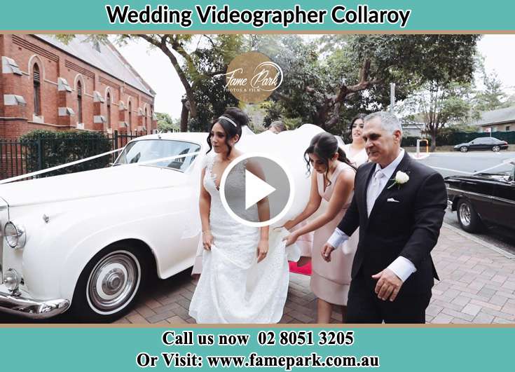 Bride and her father walking beside the car Collaroy NSW 2097