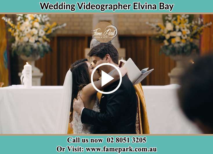 Bride and Groom kissed at the altar Elvina Bay NSW 2105